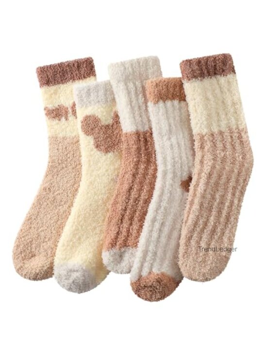 Other - Fuzzy Slipper Socks for Women Cozy Microfiber Winter 5 Pairs